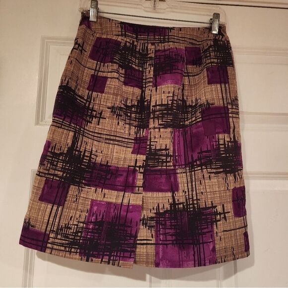 Merona brown and purple lined skirt with pockets - Picture 5 of 5